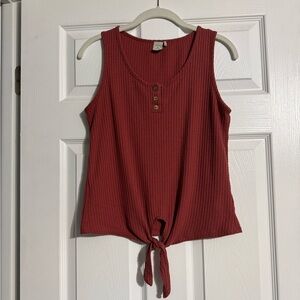 Waffle Knit Tie-Front Tank Top